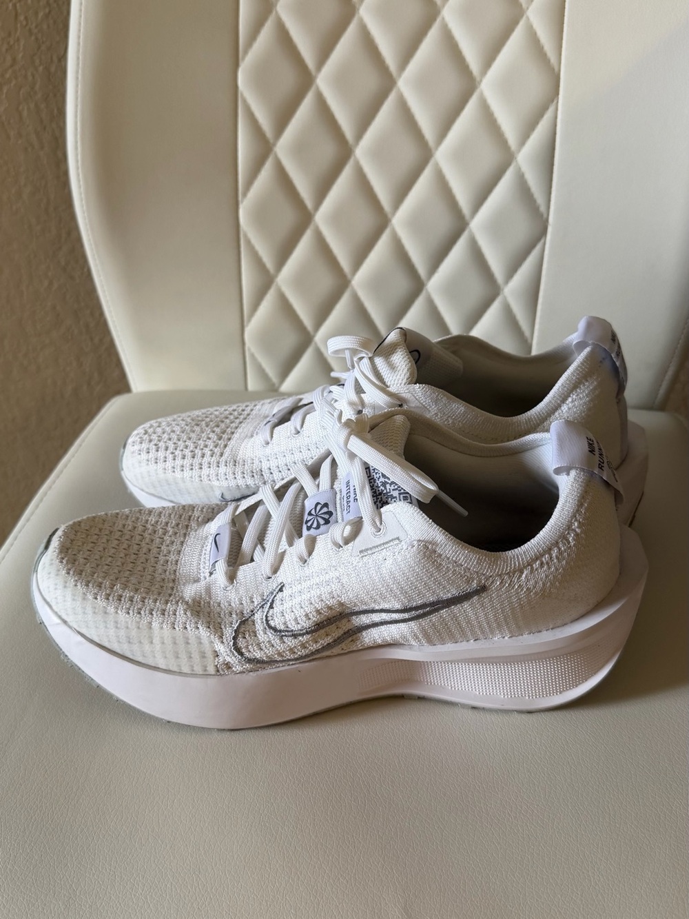 Nike Kids White Knit Lace-Up Sneakers